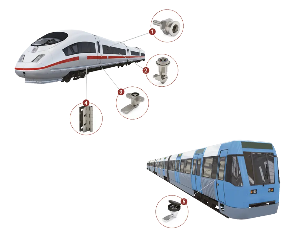 Serrature e cerniere per il trasporto ferroviario